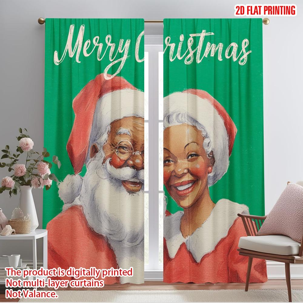 

2 шт., 2D печать на плоскости Минималистичные шторы Черный Санта Клаус и Миссис 100% полиэстер (без удилища) Идеальные уличные украшения для 52.50×116.00 CM 2pcs