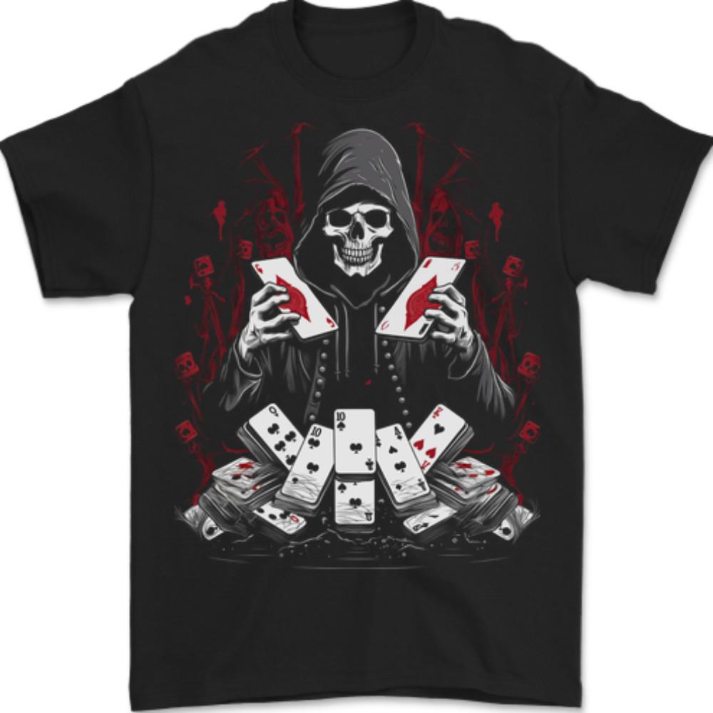Card Playing Grim Reaper Poker Mens T-Shirt 100% Cotton XL