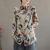 Cotton Linen Printed Floral Long Sleeved Shirt for Women Loose Slimming In Spring Autumn Retro Artistic Hong Kong Style Shirt Trendy Collar