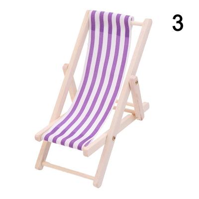 1:12 Mini faltbare Strandstühle aus Holz, Liegestuhl, Liegestuhl, Chaiselongue, Puppenhaus