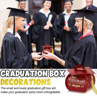 Graduation Cap Gift Boxes Class of 2026 Candy Treat Chocolate Box with Tassel Grad Party Table Centerpiece for Ceremony Graduation Party Favors