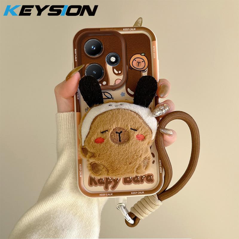 

KEYSION Cute 3D Cartoon Plush Case for Infinix Hot 30i with Lanyard Soft Silicone Shockproof Phone Back Cover for Infinix Hot30i for Infinix Hot 30i