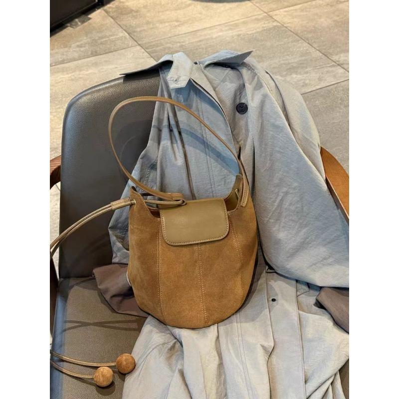 

Retro pumpkin bag women s new imitation leather bucket bag matte imitation leather premium tote bag shoulder messenger bag коричневий