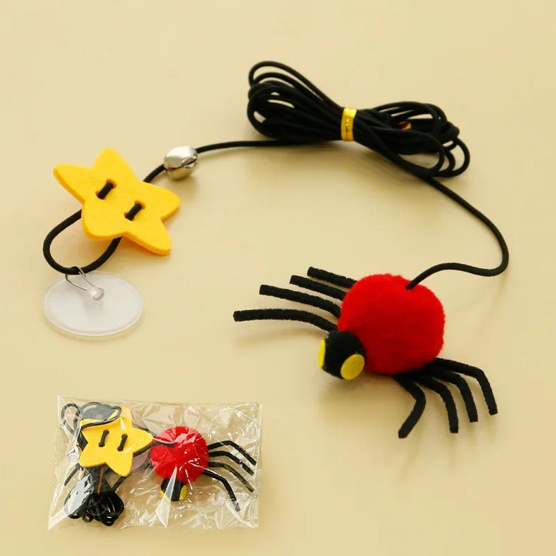 Cat Toy Hanging Door To Relieve Depression Swinging Hanging Elastic Rope Feather Playing Stick Bell Spider Gatos