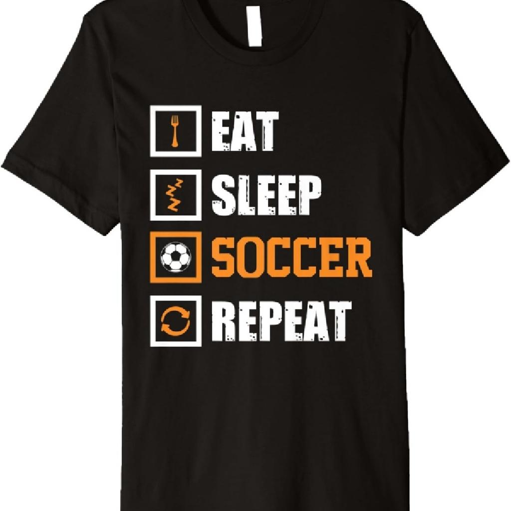 Essen Schlafen Fußball Wiederholen Lustiges Fußballspieler Fans Premium T-Shirt