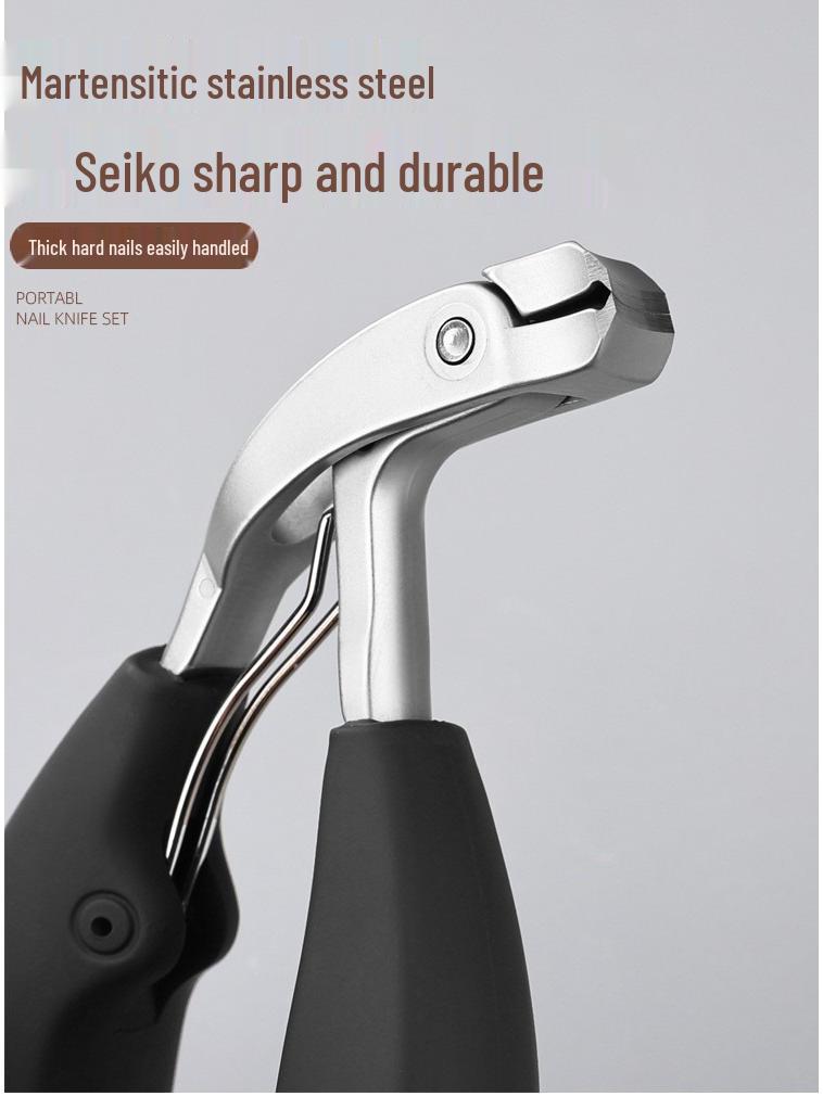 Anti-Splash Bent Head Nail Clippers: Large Opening for Thick, Hard Nails - Home Manicure Tool