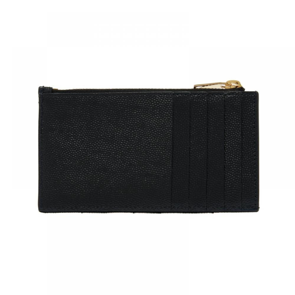 Saint Laurent Card Wallet Cassandra Monogram Matelass  Gold Zipper 607915 Bow01