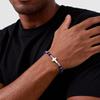 Vintage Klassisches Edelstahl-Kreuz Verstellbares Armband für Herren, Schwarzer Onyx Naturstein Perlenkette Armband, Trendiger Schmuck
