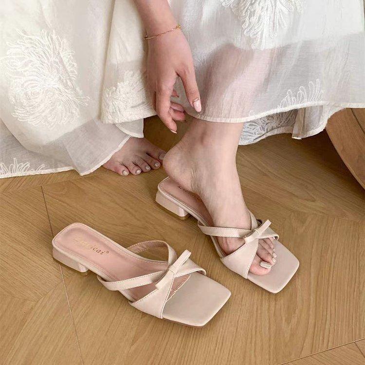 Coarse Heel French Cool Slippers Women's Outer Wear 2025 New Temperament Summer Evening with Skirt Strappy Sandals