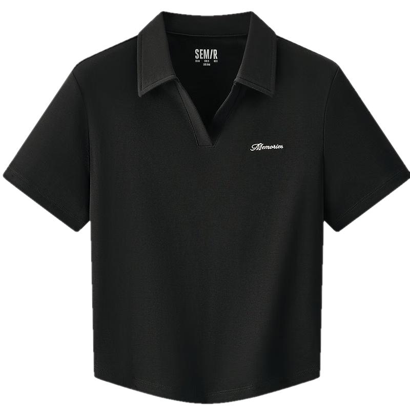 

Semir Women s Short Sleeve Slim Fit Embroidered Polo Top L