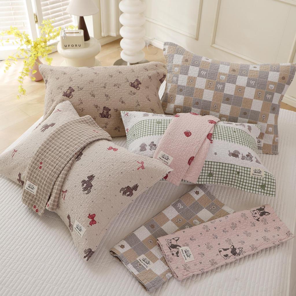 Cartoon Cotton Pillowcase Set - Soft, High-Density Gauze for Home or Dorm Use