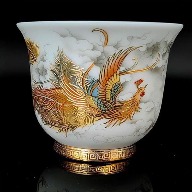 Beautiful Chinese Jingdezhen Porcelain Unusual Kung Fu Ceramic Tea Cup Aesthetic Caneca De Porcelana Handmade Mug Teeware Teware