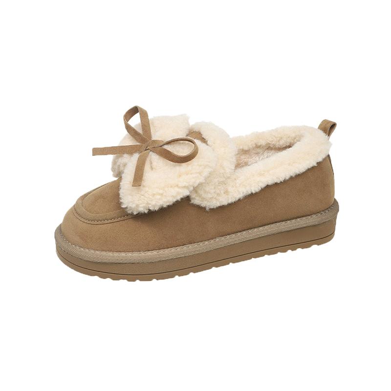 Fashion Aphixta Brown Butterfly Knot Winter Ankle Boots Slip On Women Winter Boot Flat With Women Snow Boots Winter Warm Shoes Outdoor