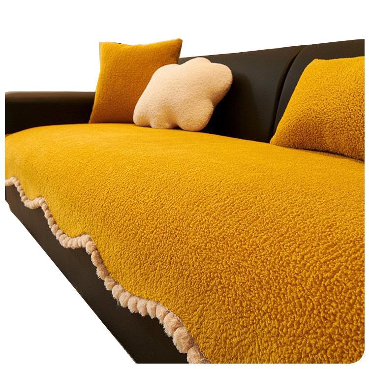 Lammwolle Anti-Rutsch Sofabezug: Dicke, einteilige Polsterung für Herbst & Winter