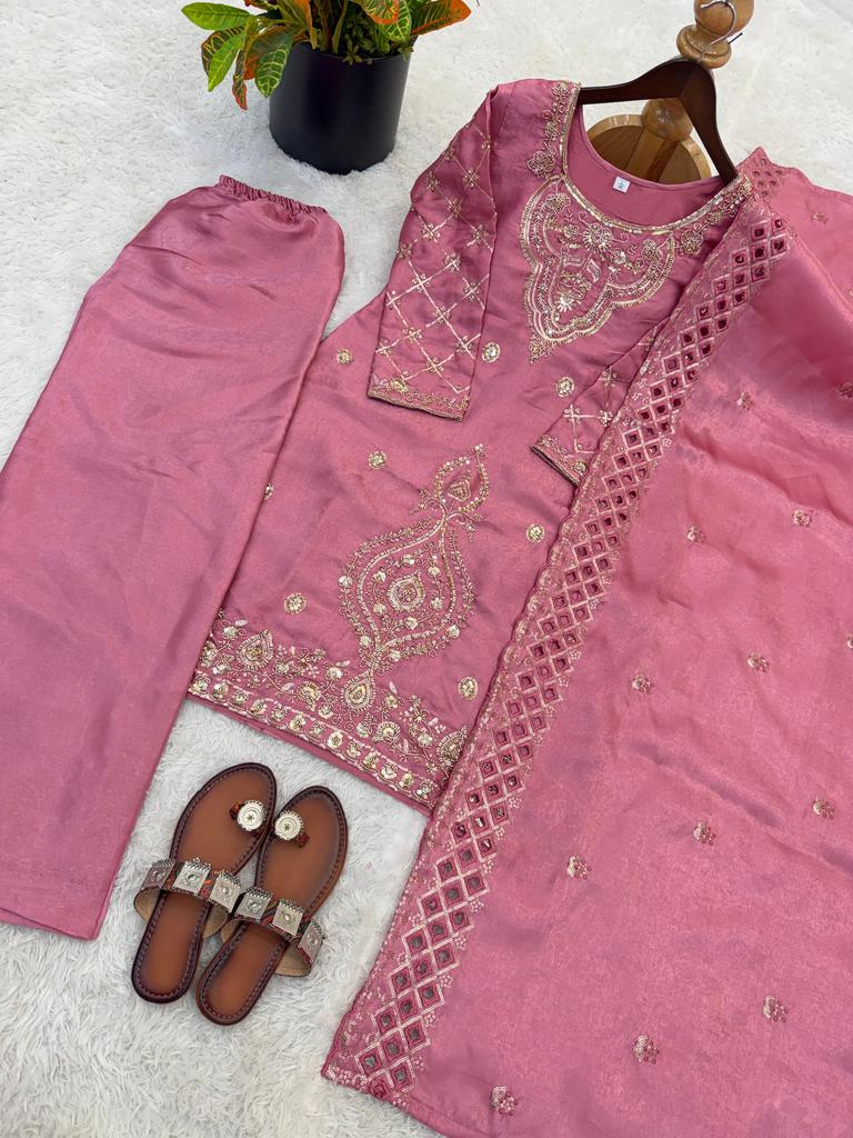 Damen Bollywood Salwar Kameez Palazzo Dupatta Set Indischer Designer Ethnisch Ausgefallen Seiden Salwar Anzug