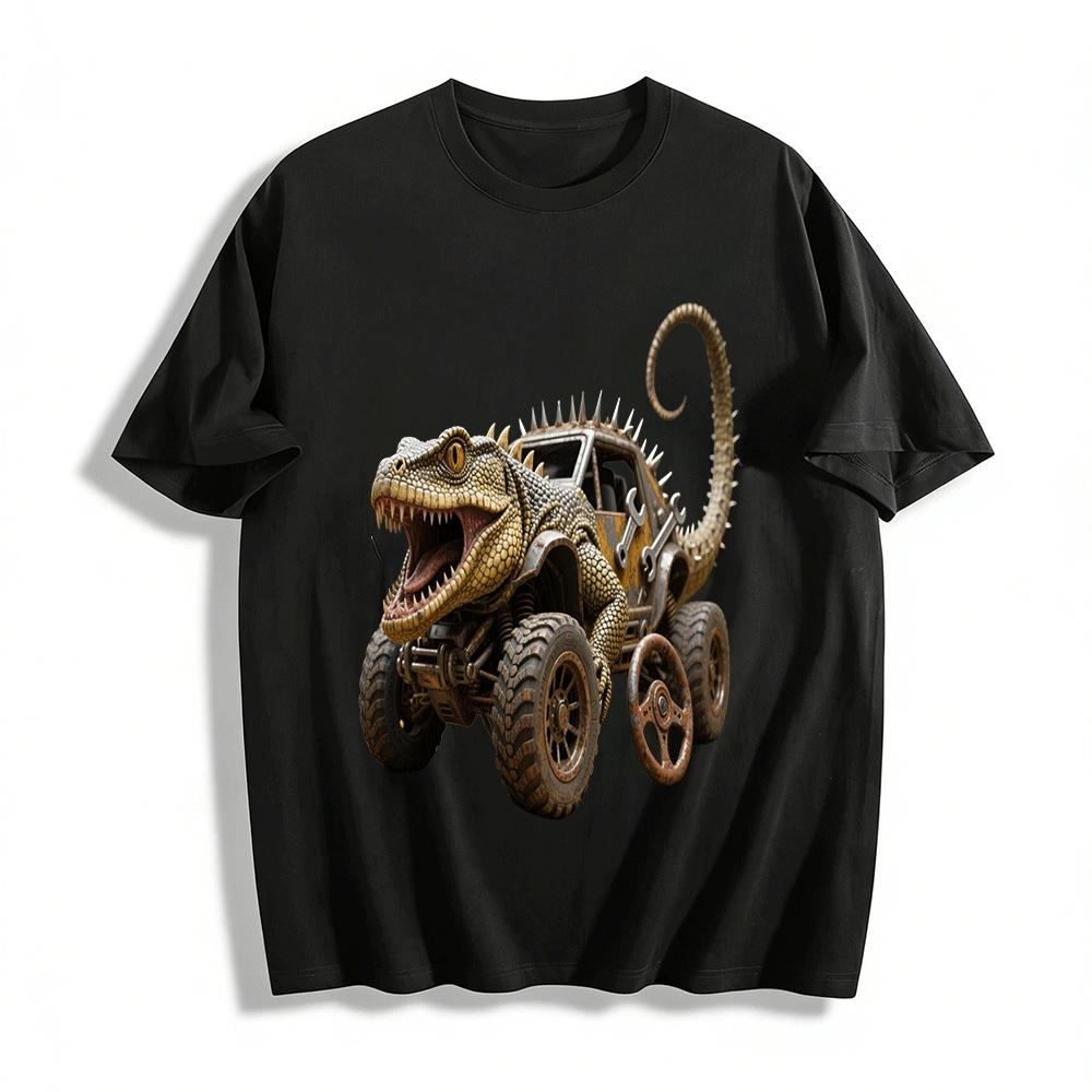 

Mechanical Lizard Battle Vehicle Print Trendy Retro Casual T-Shirt Pure cotton T-shirt XXS