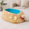 Aquarium Decor for Reptiles Beach Pool Hermit Crab Habitat Ornament with Climbing Ramp & Starfish Shell Reptile Water Basin Conch Decor, Decoration