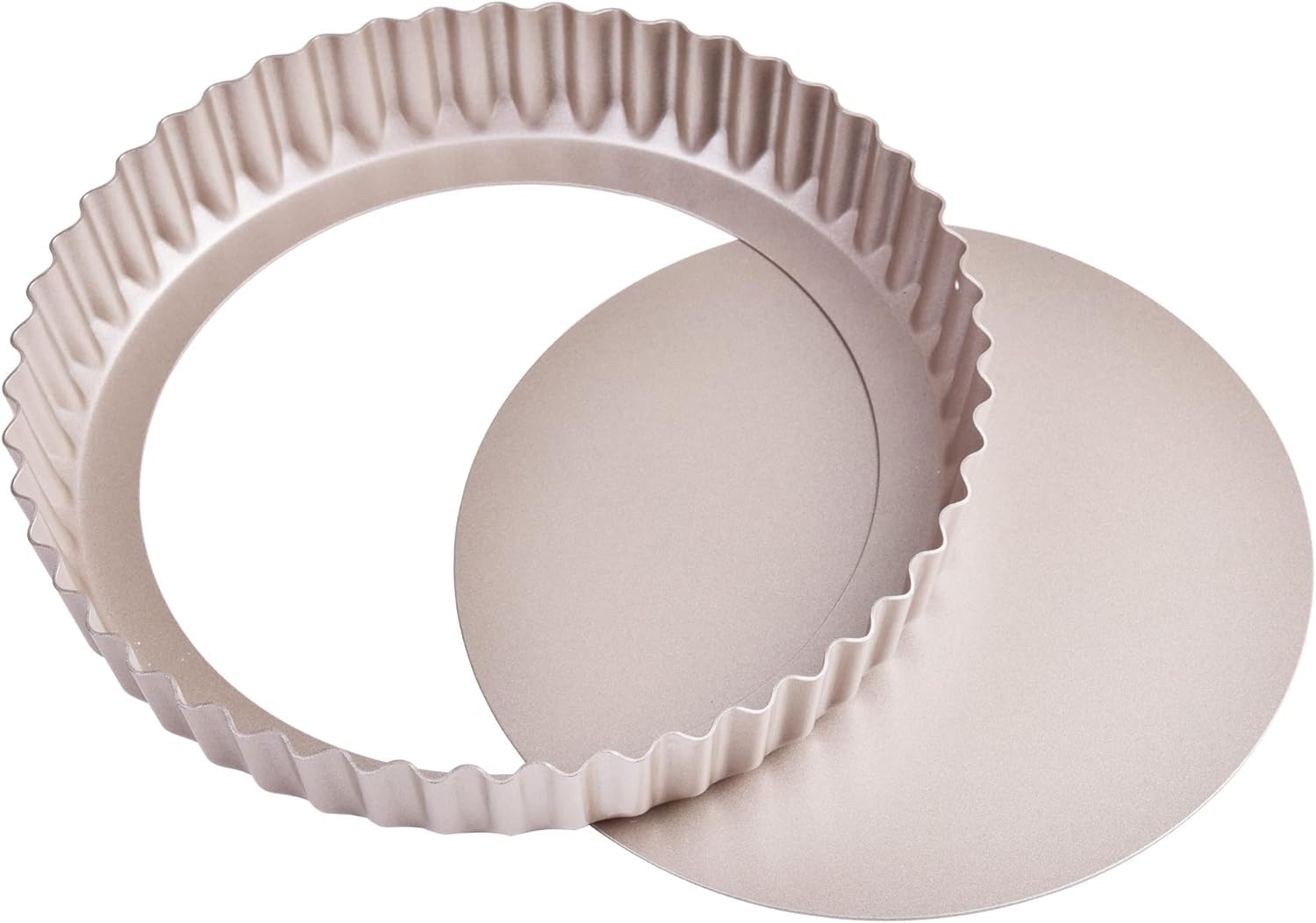 Tart Pan, Quiche Pan, 20cm Deep, Removable Bottom, Non-stick Carbon Steel, Oven-safe (Rose Gold)
