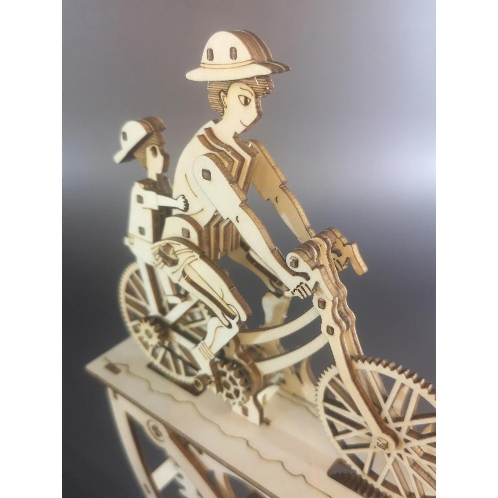 3D Wooden Puzzle Father and Son Diy Handmade Bicycle Assembly Model Kits  Creative Decoration