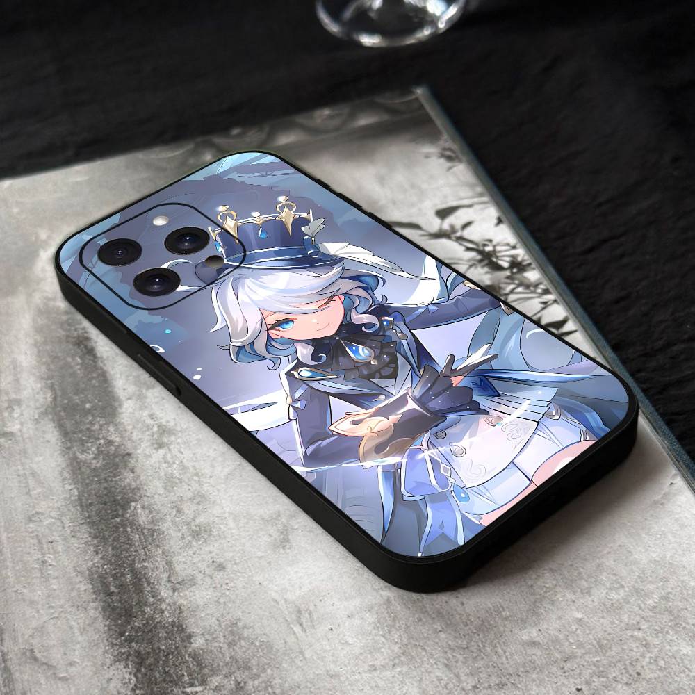 

Game Genshin Impact Furina Phone Case Black Silicone Soft Shell For IPhone 17 16 15 14 13 12 11 Air Pro Max Plus Hot Sale iphone 16 Plus