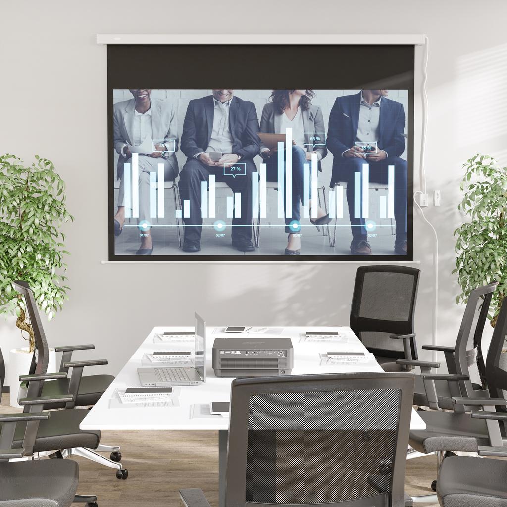 Projector Screen 247 x 168 cm 100 Inch 16:9 HD 4K Projection Screen Electric with Remote Control, White