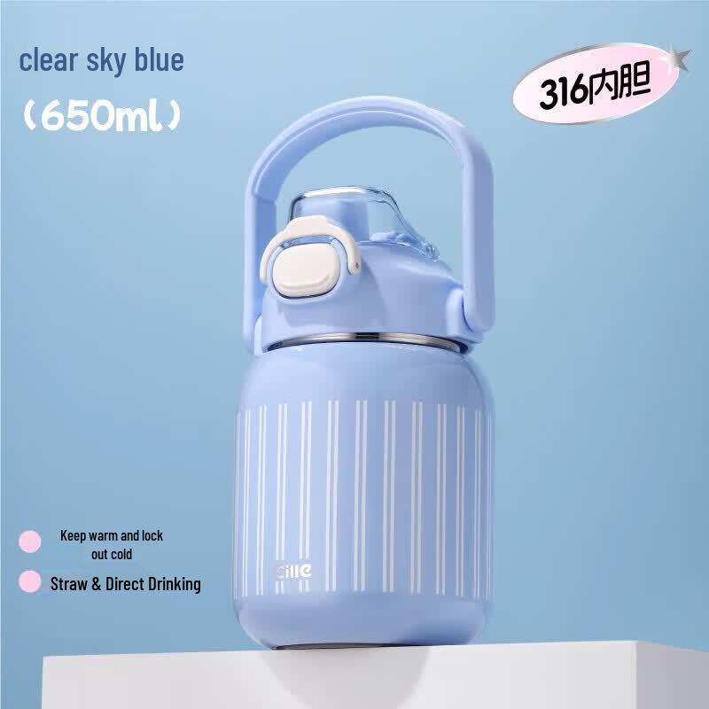 Cille 650ml Elf Dudu Straw Insulated Water Bottle