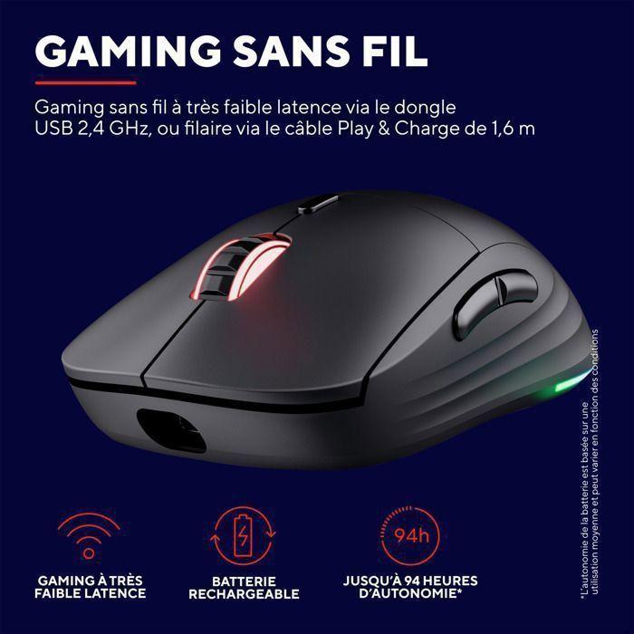Souris Gamer - Trust Gaming - GXT 927 Redex+ - 25K DPI - Sans Fil - Éclairage RGB