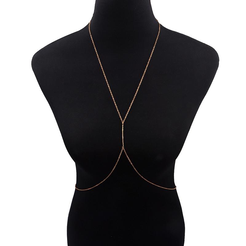 Metal Ladies Body Chain Sexy Cutout Style Bikini Chest Chain Decorative Jewelry