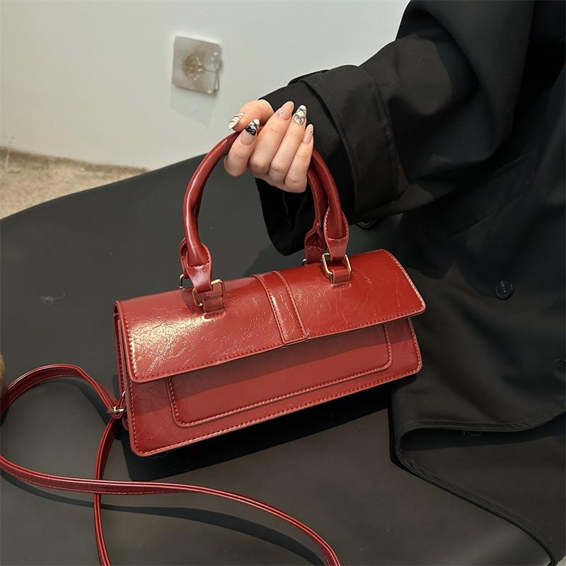New Arrival Faux Leather Square Shoulder Bag Magnetic Closure Crossbody Handbag for Women