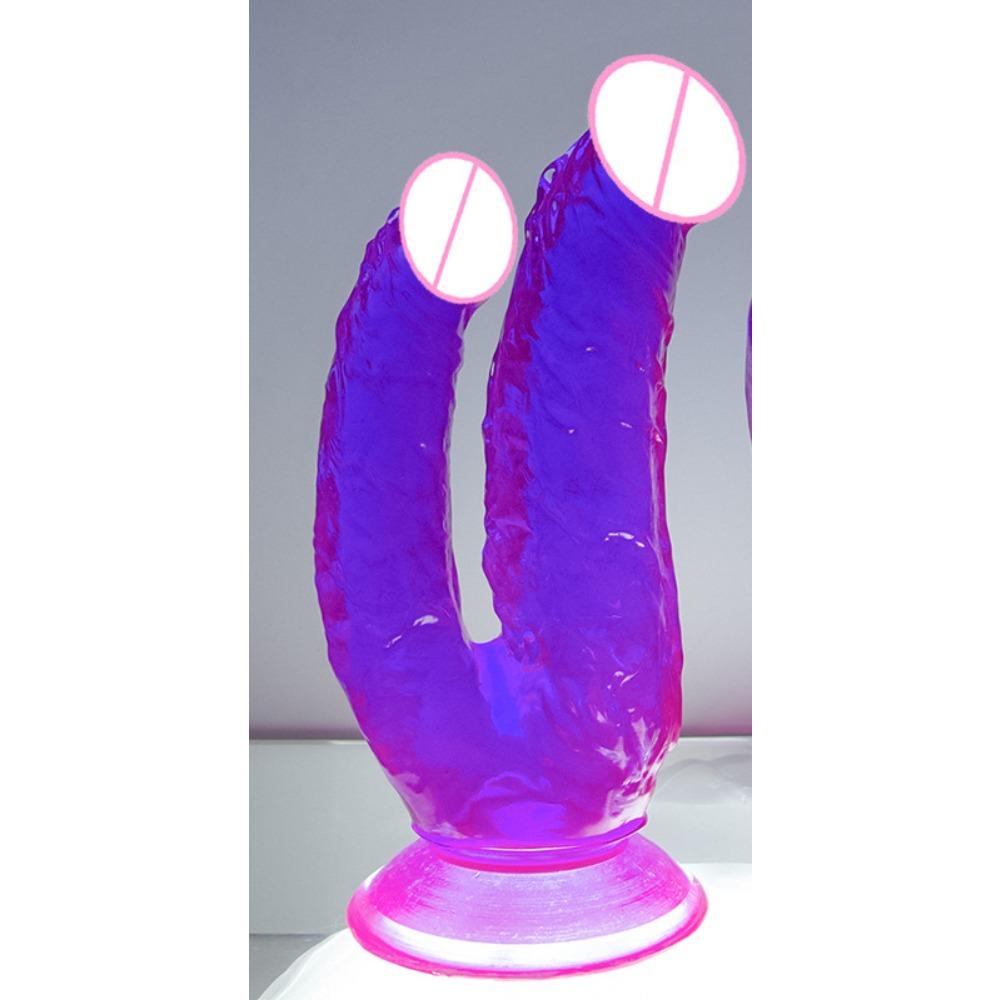 Double Head Dildo Female Soft Meat Size Double Tube Fake Penis Lesbian Female Masturbation G Spot Simulation Dildo