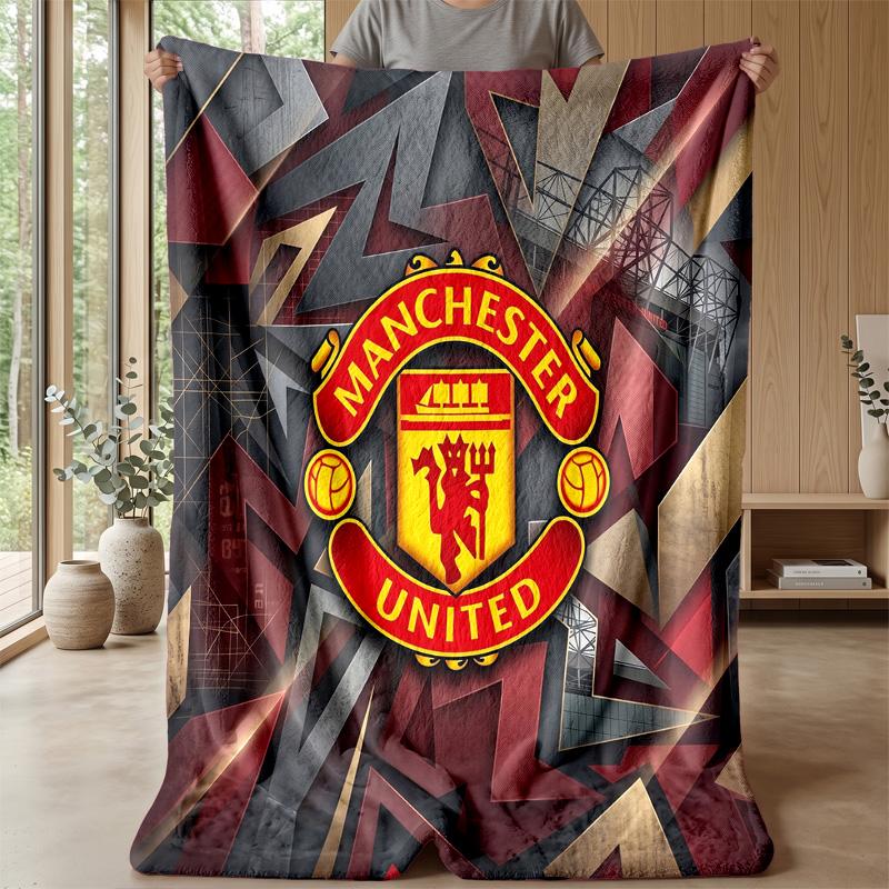 Manchester United Theme Blanket Soft Flannel Blanket Plush Throw Blanket Cozy Sofa Bed Blanket for Home Decor