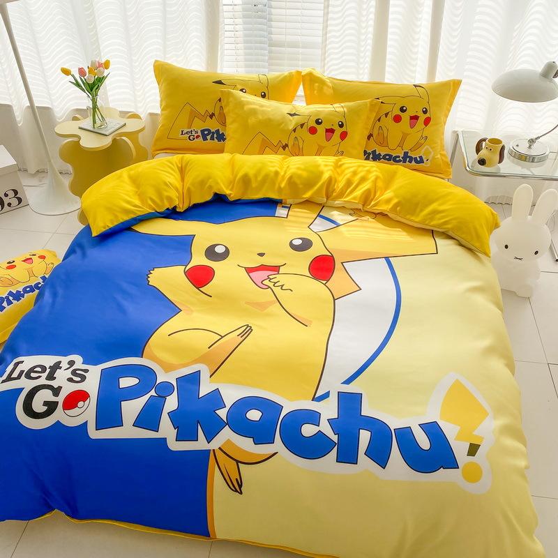 Nové povlaky na peřinu s Pikachu Roztomilá sada povlečení P-Pokemon 2/3 ks Povlaky na přikrývku Velikost Queen King pro teenagery
