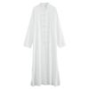 Men's Ethnic Long Sleeve Cotton Linen Robe with Stand Collar and Frog Buttons