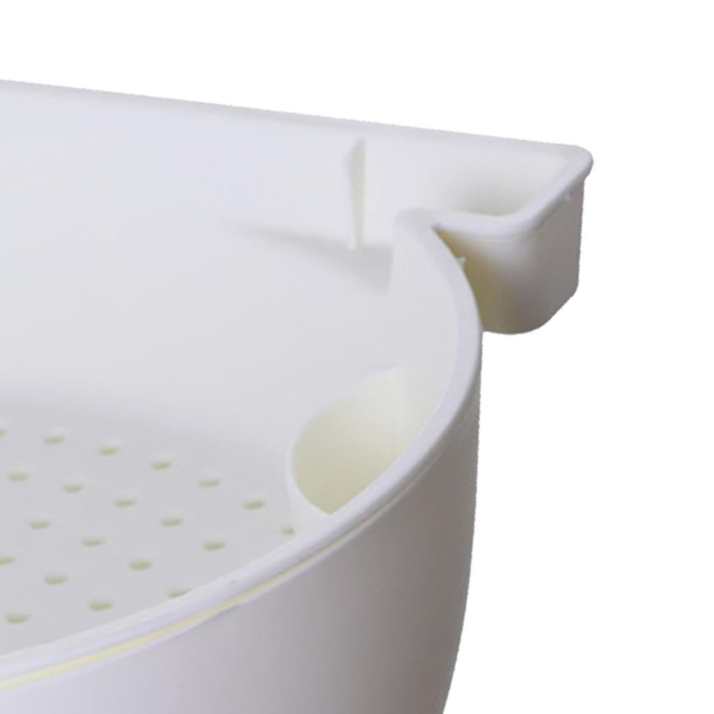 Strainer Bowl 2 Layer Fruit Colander Basket Plastic with Phone Bracket for Kitchen Food White