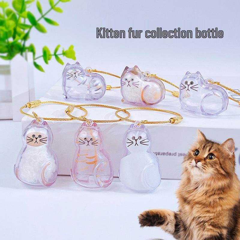 Blue Transparent Cat Hair Gashapon Keychain Storage Capsule