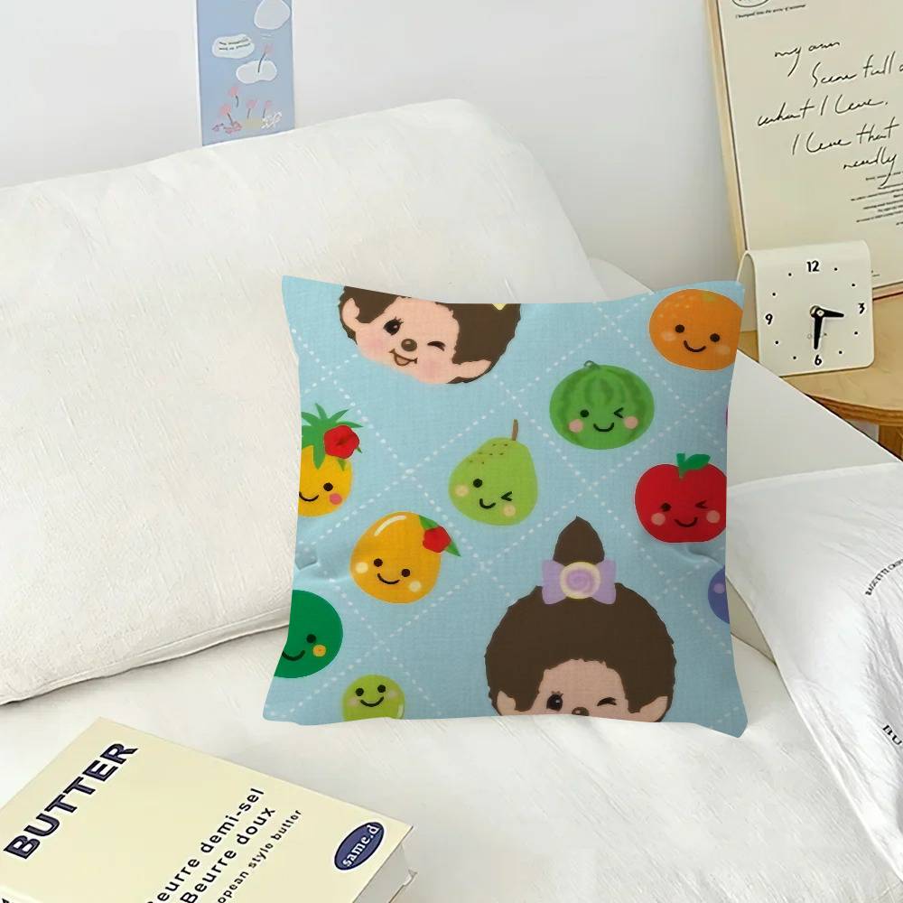 Cute MMonchhichi Pillowcase toon Gift Cushion Cover Bedroom Home Sofa Chair Seat Decor pillow case