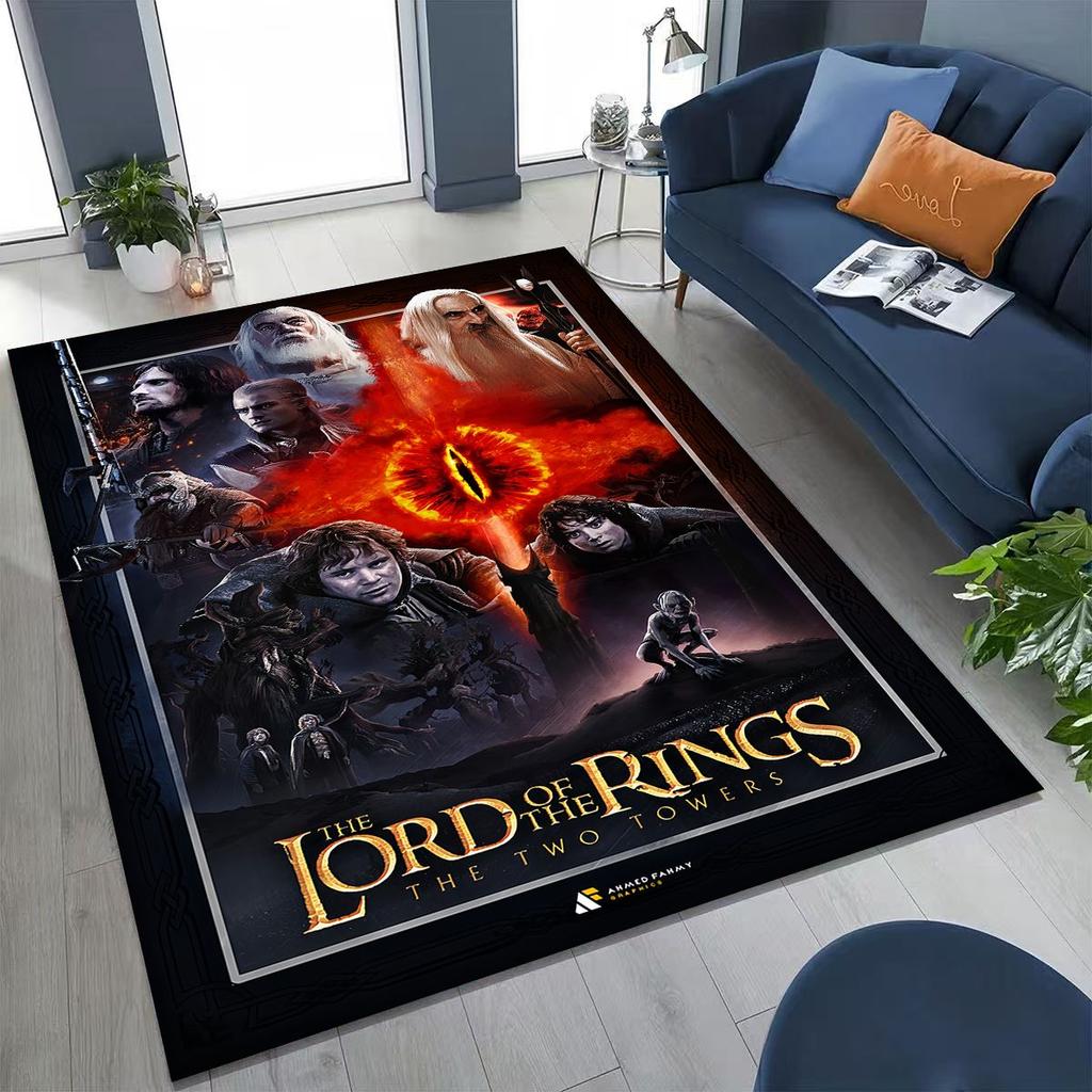 3D L-Lord of The Rings H-Hobbit Movie Board Rug for Bedroom Living Room Sofa Home Doormat Decor, Large Kids Non-slip Floor Mat