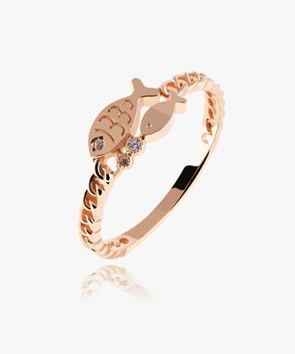 Helene Jewelry 14K 18K Twin Fish Curve Line Miss Ring Gold Ring