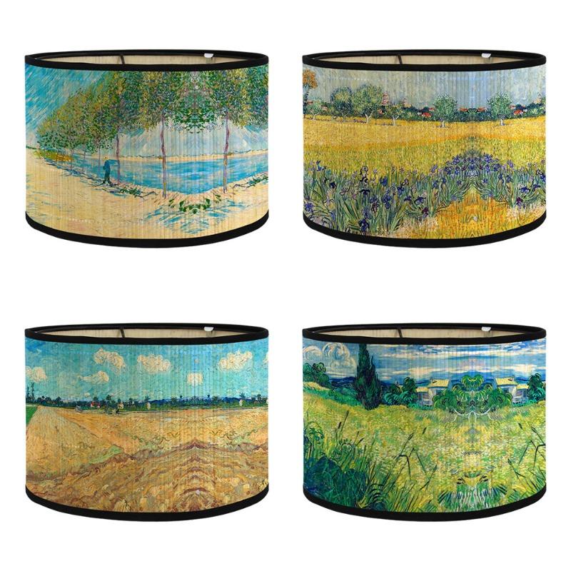 Modern Painted Decorative Lampshade Astral Sunflower Lamp Shade Bamboo Art Light Shade Bar Cafe Chandelier Decor
