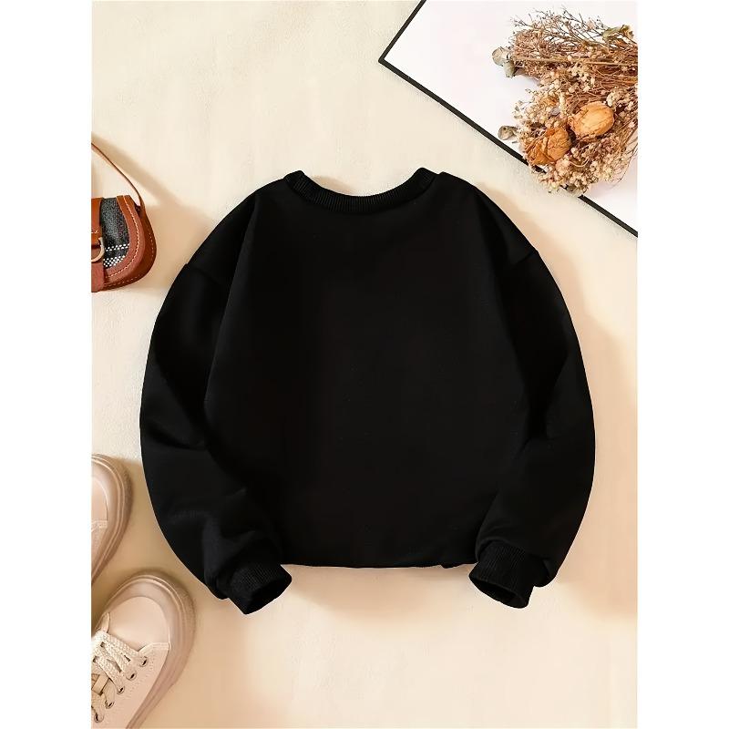 Kids Crewneck Sweatshirt, Cute Little Rabbit Animal Graphic Print, Soft Stylish Pullover Tops for Spring & Autumn