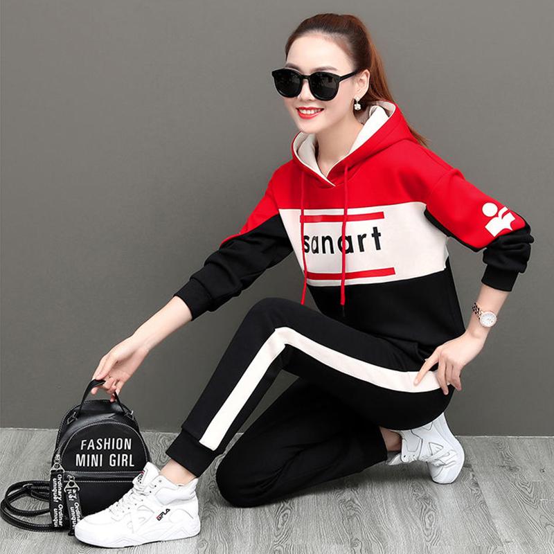 Casual Sports Suit Women's Loose Hooded Hoodie Sportswear Two-piece Suit Loose and Thin Hooded Hoodie Soft and Comfortable