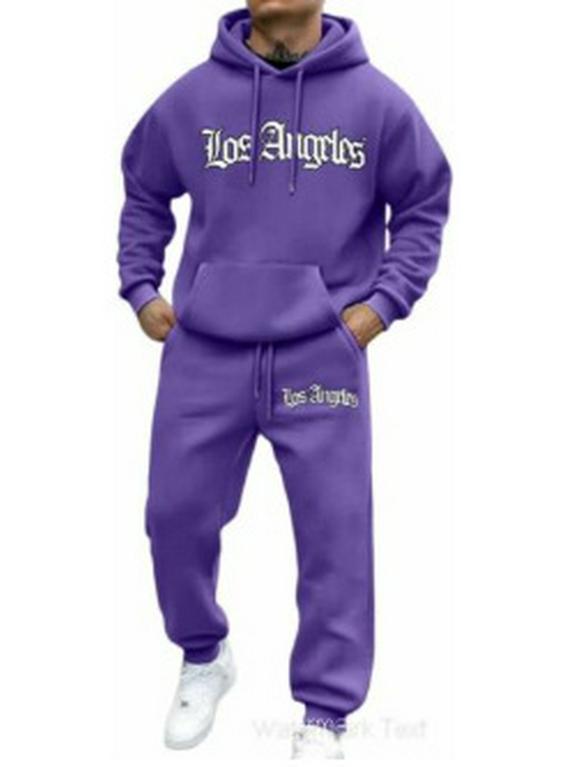 Trendy Hooded Letter Print Sweatshirt Set for Autumn/Winter