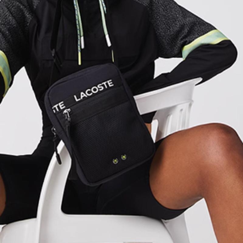 Lacoste Modische tragbare tägliche Nylon-Schulter-Crossbody-Tasche mittel Unisex-Taschen Schwarz NU3797UH-000