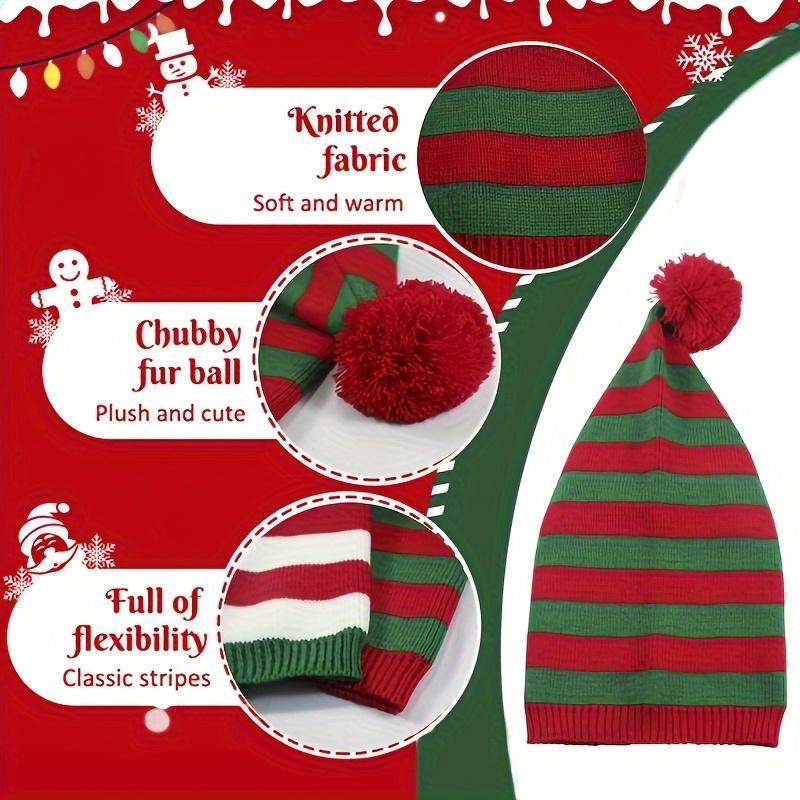 Christmas Knit Beanies, Santa Crochet Caps. Hand Wash, Polyester. Festive Holiday Party Hats for Adults.