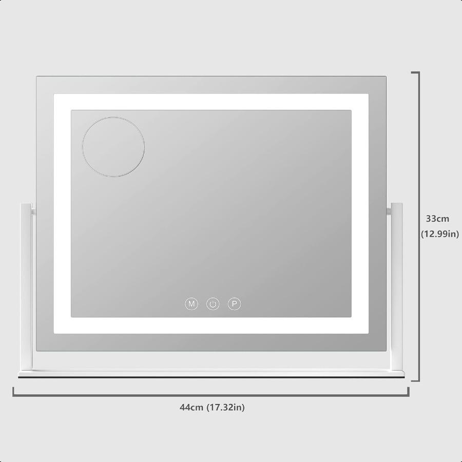 

Зеркало для макияжа с подсветкой 17,3x13 Голливудское зеркало для туалетного столика с подсветкой Три режима цветовой температуры и 5-кратное увеличительное зеркало Смарт United States