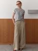 Elssibeui Pin-Tuck Wide Belted Pants_Beige