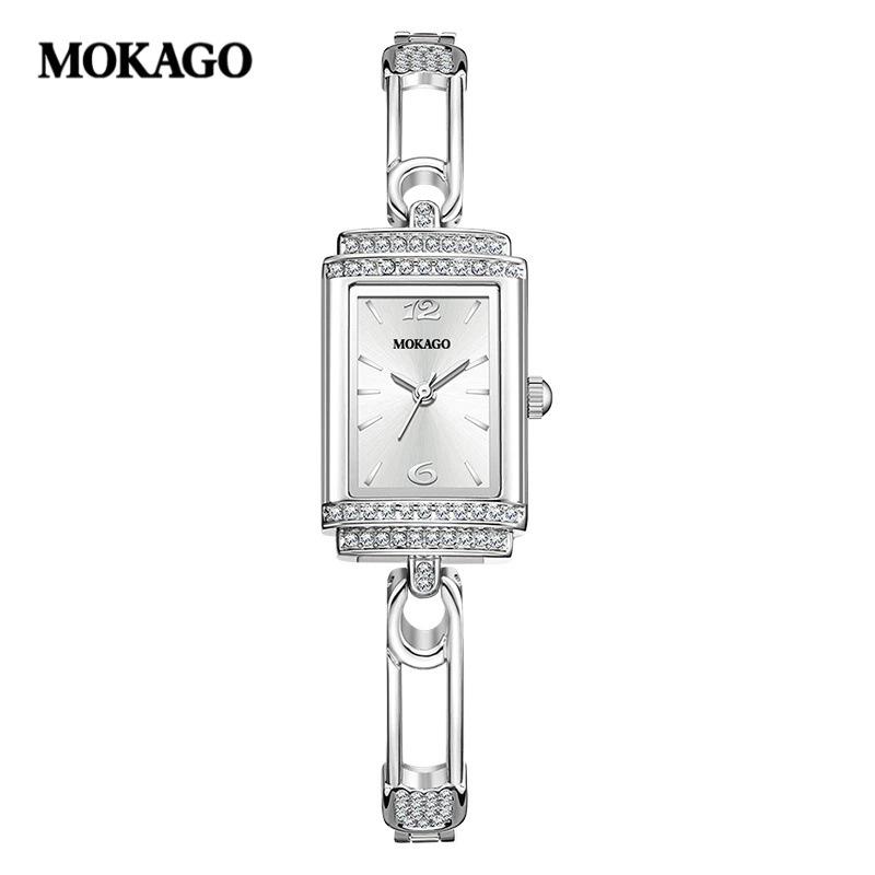 OFNS Women's Luxury Square Leather Strap Watch - Waterproof Quartz with Diamond Detailing