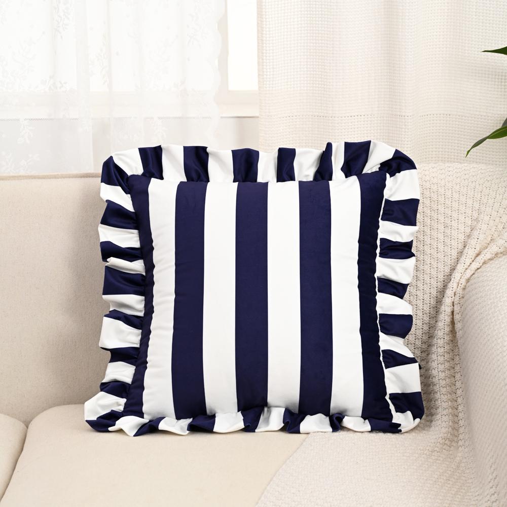 COMPRAORA 1PZ Federa per Cuscino in Velluto con Pizzo a Strisce 18X18 Pollici Federe Morbide Accoglienti per Divano Camera da Letto Soggiorno Decorazione per la Casa