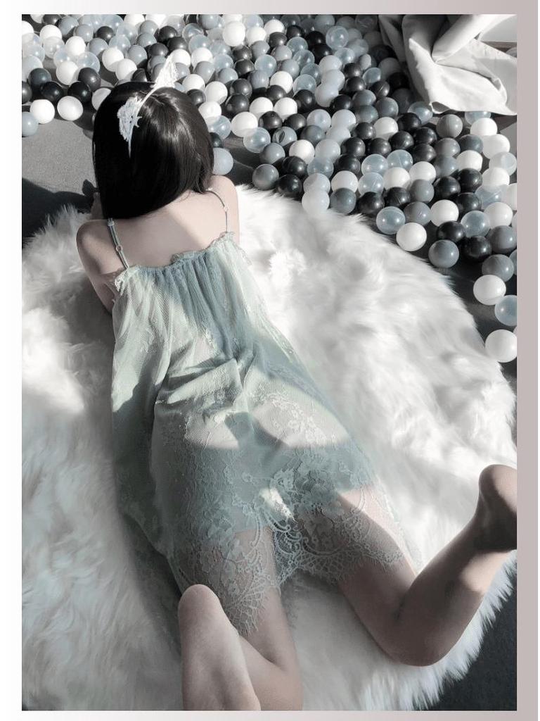 Übergröße Spitzen-Camisole-Nachthemd-Set - Damen Sexy Nachtwäsche