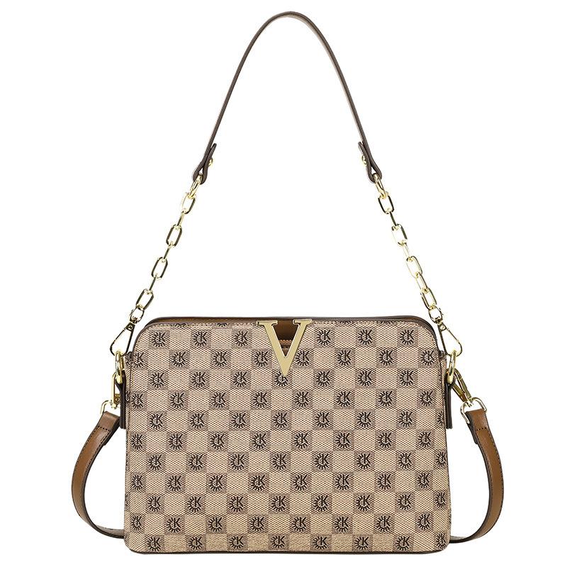 Women's Diagonal Shell Bag Classic Vintage Print Bag Light Luxury Large Capacity Single Shoulder Chain Hand Bag